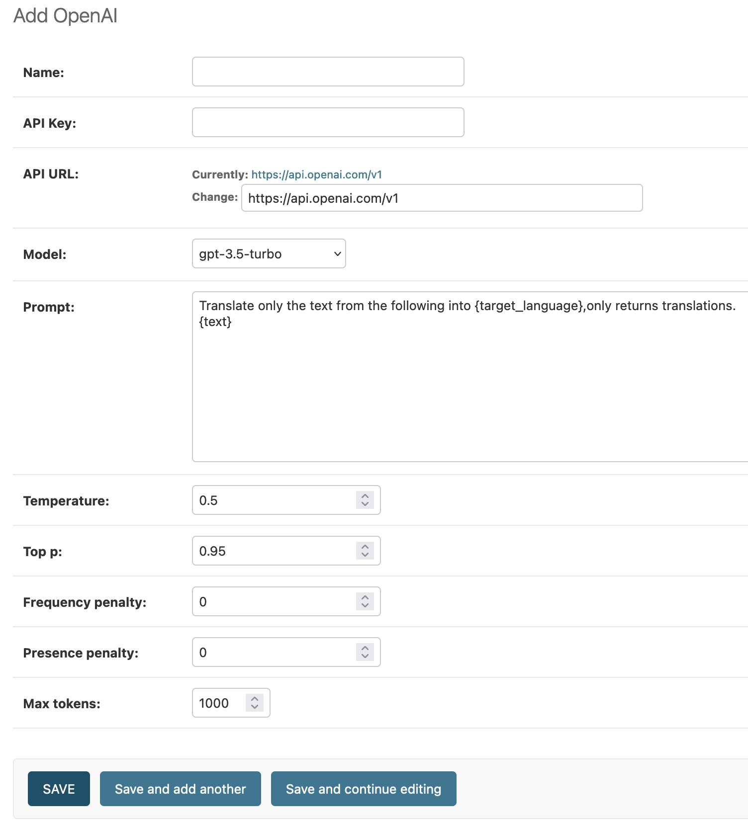 添加OpenAI翻译引擎截图